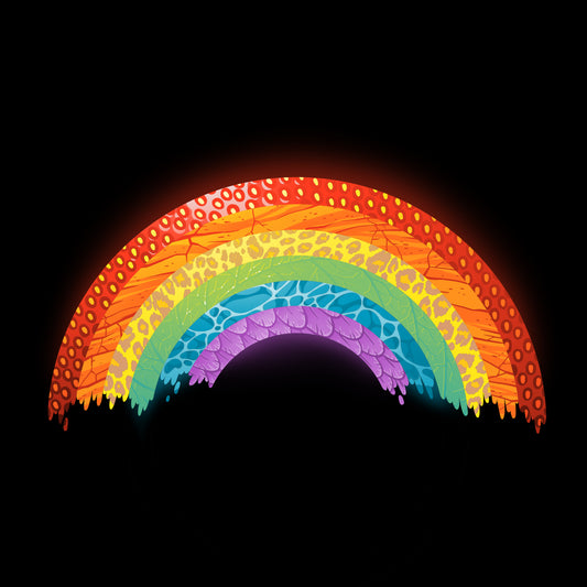 A Radical Rainbow collage featuring a vibrant rainbow on a black background by TeeTurtle.