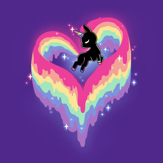 A Rainbow Paint Unicorn with TeeTurtle on a purple t-shirt.