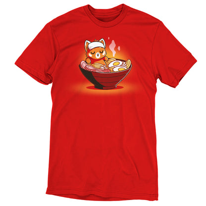 A Ramen Red Panda t-shirt with an image of a fox in a bowl of ramen by TeeTurtle.