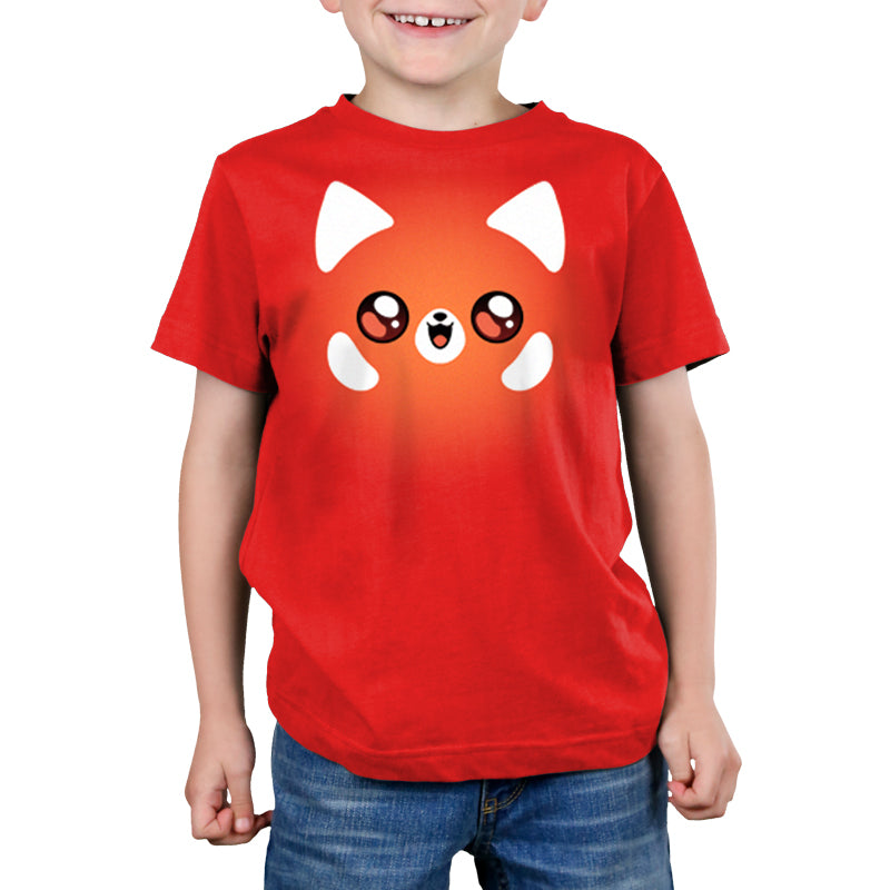 A young boy wearing a Red Panda T-Shirt by TeeTurtle.