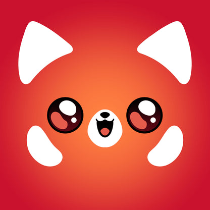 A cute TeeTurtle Red Panda T-Shirt with big eyes on a red background.