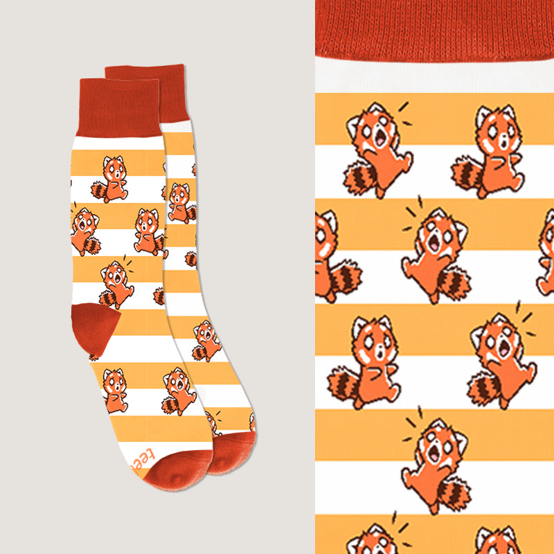 Comfortable Red Pandamonium socks with a red panda on them by TeeTurtle.