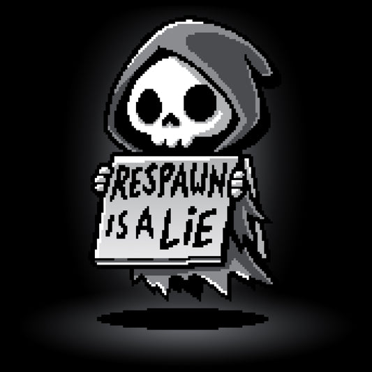 A skeleton wearing a TeeTurtle T-shirt holds a sign that says 