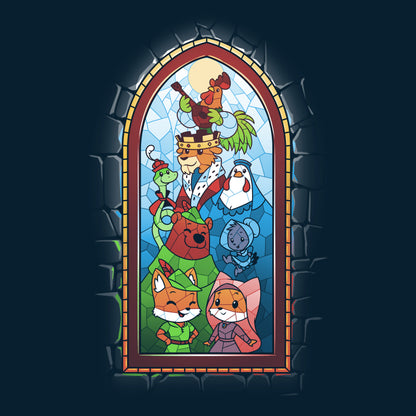 A Disney-themed Robin Hood Stained Glass Window featuring characters from Robin Hood.