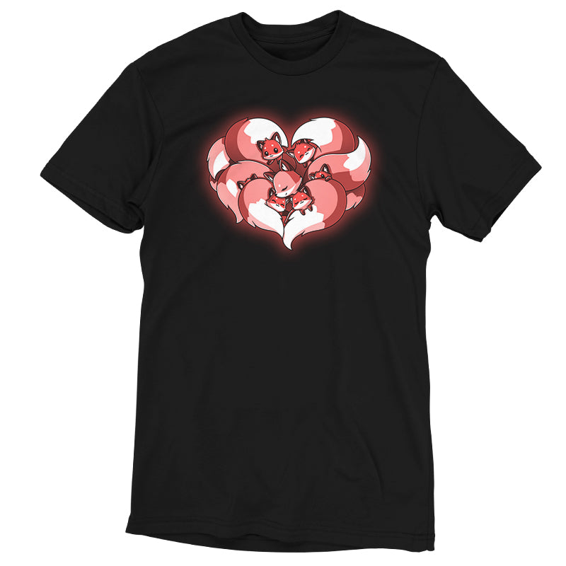 A TeeTurtle "A Mother's Love" black T-shirt with a red heart on it.