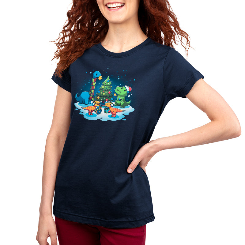 A TeeTurtle women's t-shirt featuring the product name "A Very Dino Christmas," perfect as a gift.