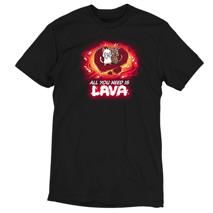 An All You Need is Lava t-shirt with a TeeTurtle lava image.
