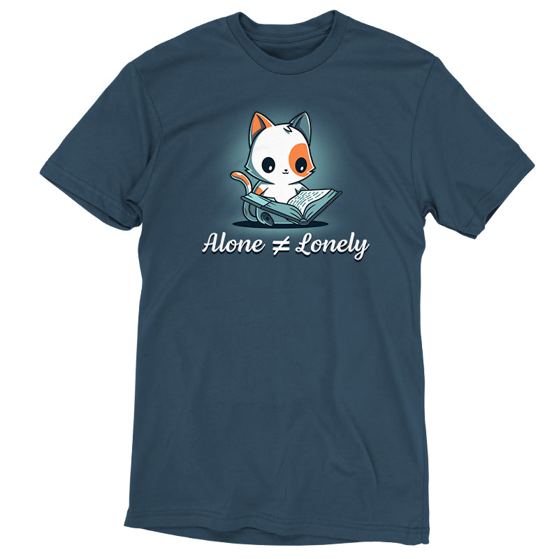 A denim blue Alone Not Lonely t-shirt by TeeTurtle.