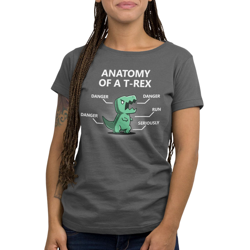 Anatomy of a TeeTurtle T-Rex women's t-shirt.