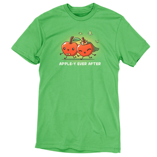 A green Apple-y Ever After t-shirt promoting TeeTurtle's first.