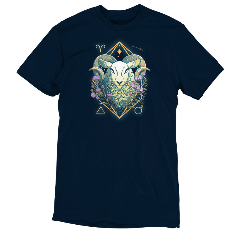 Aries Zodiac T-shirt featuring a ram's head by TeeTurtle.