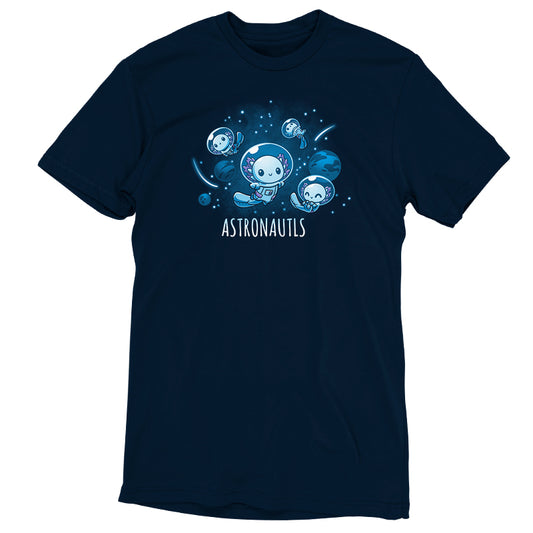 A blue Astronautls t-shirt with the words astronauts on it, perfect for space enthusiasts.