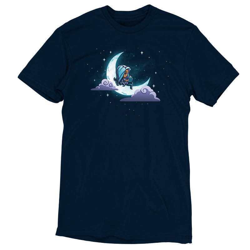 A TeeTurtle Bedtime Story t-shirt featuring an image of a man on the moon.