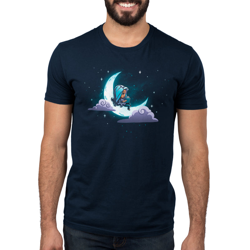 A TeeTurtle bedtime story about a man wearing a t-shirt with an image of a man on the moon.