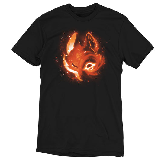 A Black Hole Fox t-shirt from TeeTurtle with an image of a galaxy fire fox.