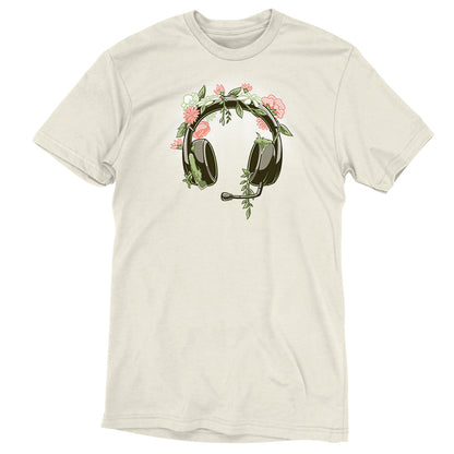 A Blooming Headset t-shirt with headphones and flowers from TeeTurtle.