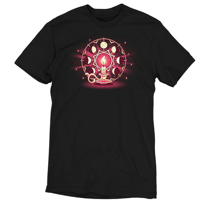 A TeeTurtle Candlelit Orbit black t-shirt with an image of a candle.