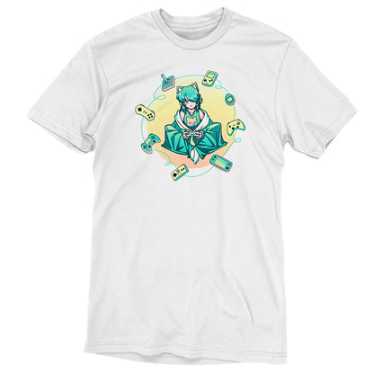 A cozy gamer girl white t-shirt featuring an image of a lizard on a pile of money by TeeTurtle.