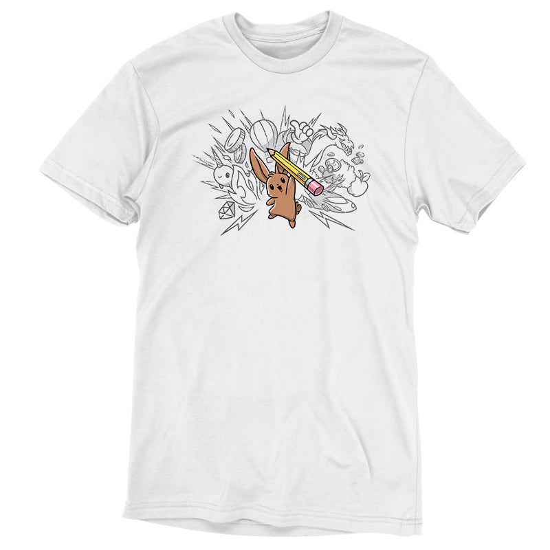A Creative Doodlebunny tee from TeeTurtle with a cartoon drawing of a dog, perfect for expressing yourself in comfort.
