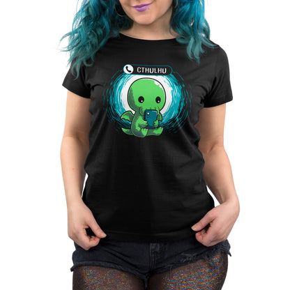 A black Cthulhu Calling t-shirt by TeeTurtle with an octopus image resembling Cthulhu.