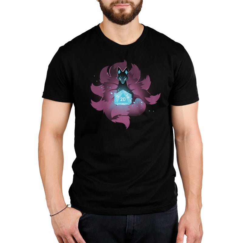A D20 Kitsune men's t-shirt with an image of a cat by TeeTurtle.