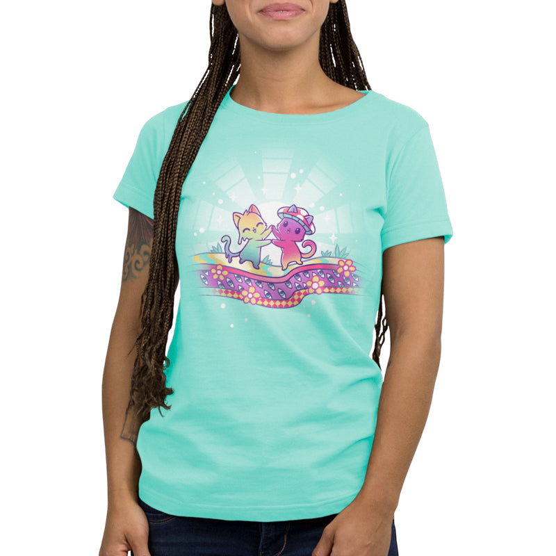 A Dancing Cats T-shirt from TeeTurtle, with an image of a unicorn and a rainbow, offering comfort and style.
