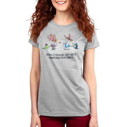 A TeeTurtle women's Fantasy Football t-shirt that says "you're not alone" featuring unicorns.