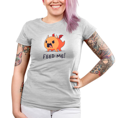 A women's Feed Me! (Dragon) t-shirt by Unstable Games.