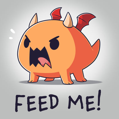 A T-shirt featuring the "Feed Me!" (Dragon) cartoon with the brand Unstable Games.