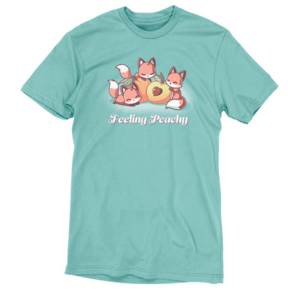 Feeling Peachy colored T-shirt with two sweet foxes by TeeTurtle.