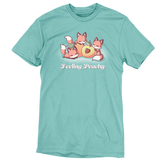 Feeling Peachy colored T-shirt with two sweet foxes by TeeTurtle.