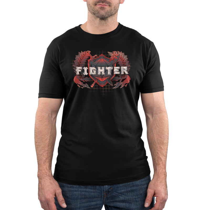 A man in a Fighter Class t-shirt by TeeTurtle.