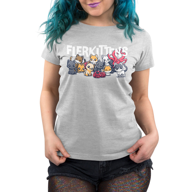 An officially licensed women's T-shirt featuring a group of Flerkittens characters by The Marvels.