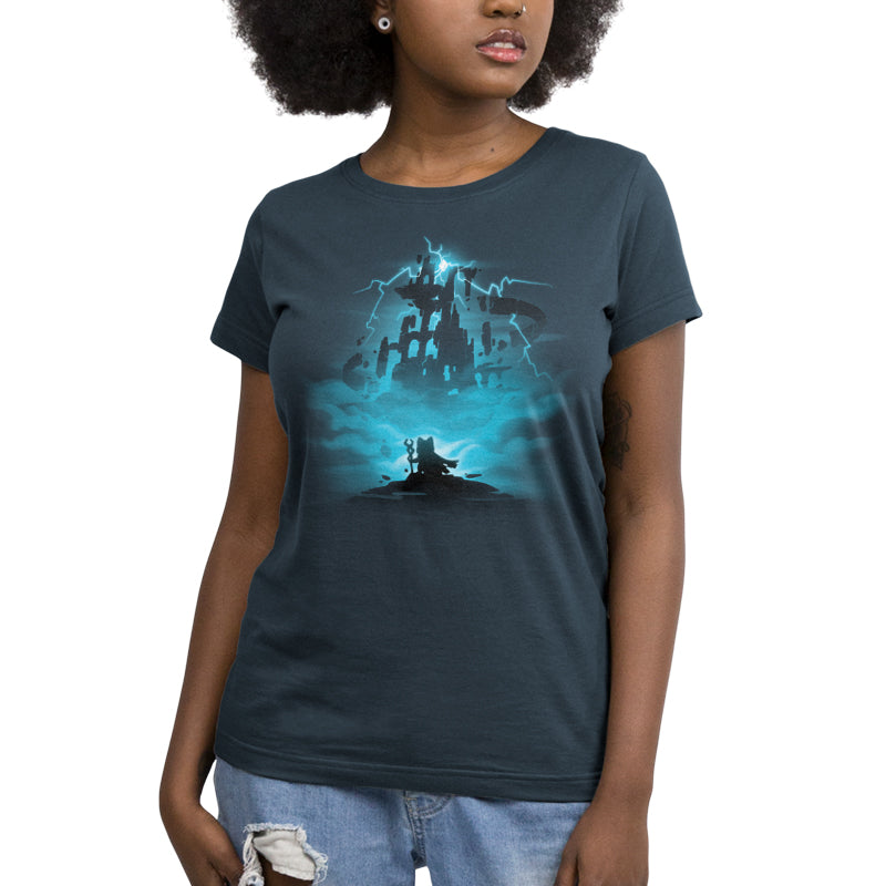 A women's cotton Floating Ruins T-shirt by TeeTurtle with an image of a castle in the sky.