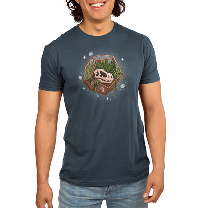 A man smiling at the camera, wearing a Flora & Fossils T-shirt by TeeTurtle.
