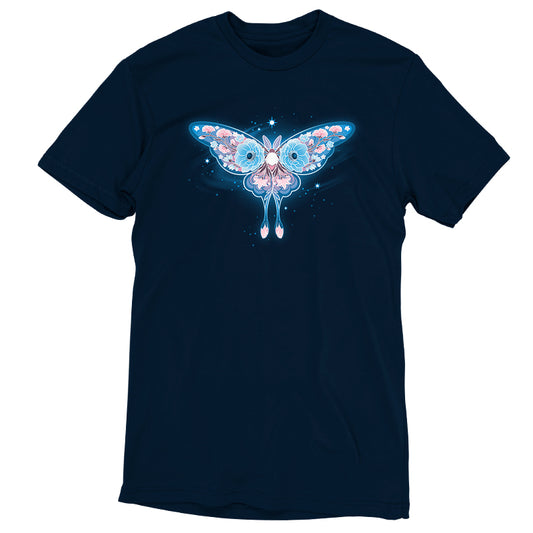A navy blue Floral Moth t-shirt by TeeTurtle.