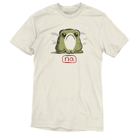 A comfortable cotton Frowny Frog T-shirt featuring a cartoon frog by TeeTurtle.