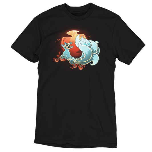 A Grim Kitsune t-shirt by TeeTurtle featuring an image of a fish and moon design.