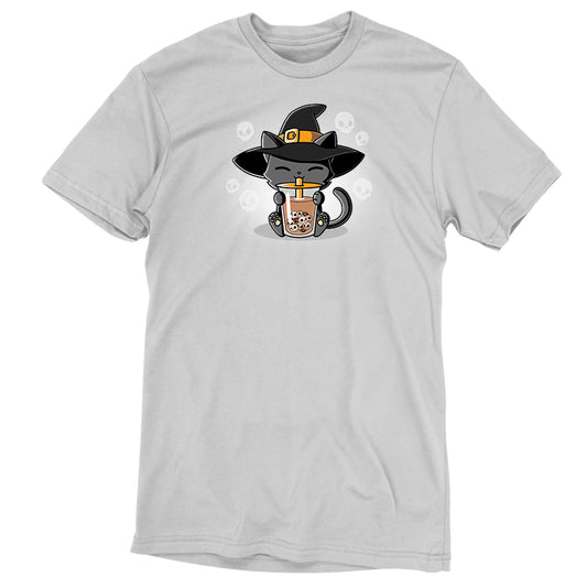 A spoopy TeeTurtle Halloween Boba Cat t-shirt.