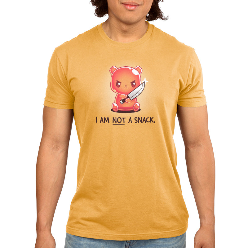 A man wearing a TeeTurtle "I Am Not a Snack" T-shirt.