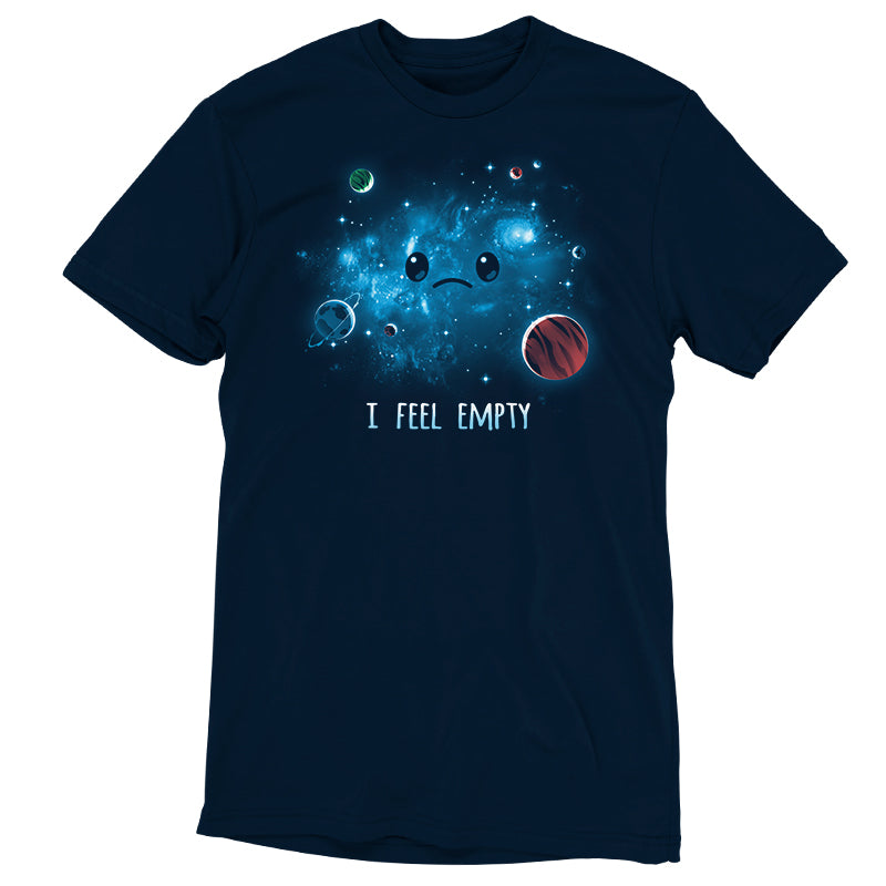 A navy T-shirt called "I Feel Empty" by TeeTurtle that expresses emptiness.