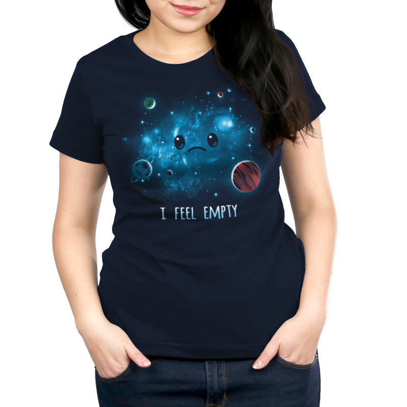 I feel happy in this TeeTurtle space-themed women's t-shirt called "I Feel Empty".