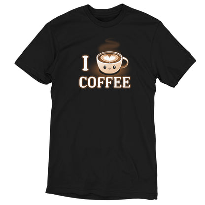 A black t-shirt that says "I love I <3 Coffee" by TeeTurtle.