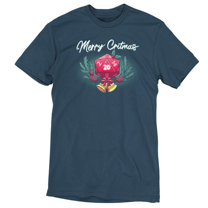 Denim blue Merry Critmas t-shirt by TeeTurtle featuring a festive design perfect for adding to your Christmas list.