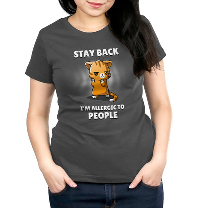 Stay back i'm a cat - I'm Allergic to People, a women's t-shirt from the TeeTurtle brand, is perfect for those who prefer socializing with their feline companions, while avoiding any rash encounters.