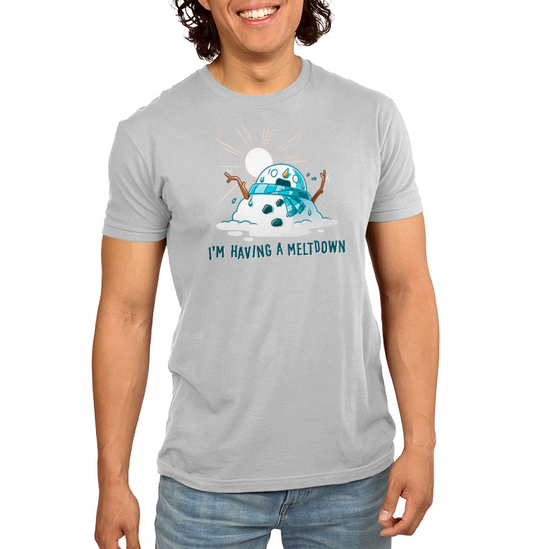 A man wearing the "I'm Having a Meltdown" t-shirt from TeeTurtle is having a meltdown.