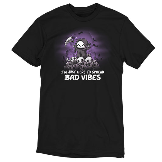 An I'm Just Here to Spread Bad Vibes t-shirt from TeeTurtle.