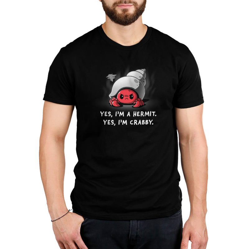A black t-shirt that says "I'm a Hermit" by TeeTurtle.