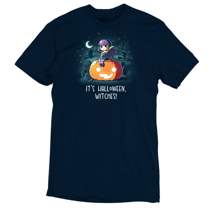 A Navy Blue T-shirt celebrating "It's Halloween, Witches!" with TeeTurtle.