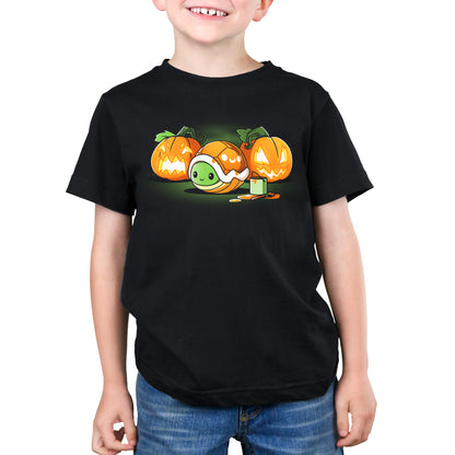 Spooky Halloween-themed TeeTurtle Angry Birds kids t-shirt featuring Jack-o-Lantern Turtle.